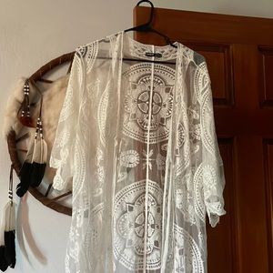 White lace cover up, one size, never worn